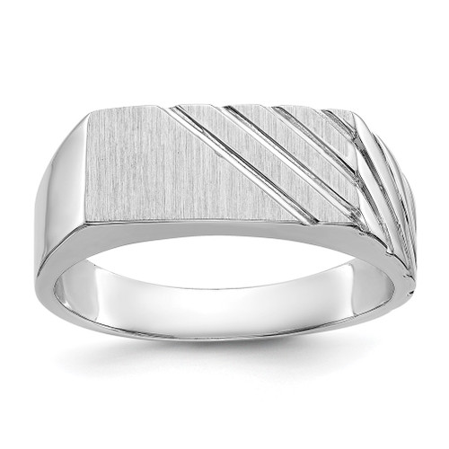 Lex & Lu 14k White Gold Men's Signet Ring LAL96918 - Lex & Lu