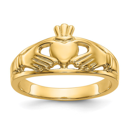 Lex & Lu 14k Yellow Gold Polished Ladies Claddagh Ring LAL96925 - Lex & Lu