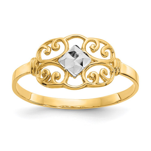 Lex & Lu 14k Yellow Gold Filigree Ring LAL97038 - Lex & Lu