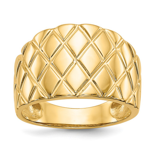 Lex & Lu 14k Yellow Gold Marquise Pattern Dome Ring - Lex & Lu