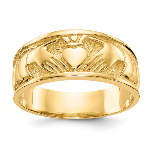 Lex & Lu 14k Yellow Gold Polished Claddagh Ring LAL97123 - Lex & Lu