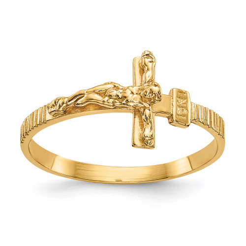 Lex & Lu 14k Yellow Gold Polished Jesus Band Ring - Lex & Lu