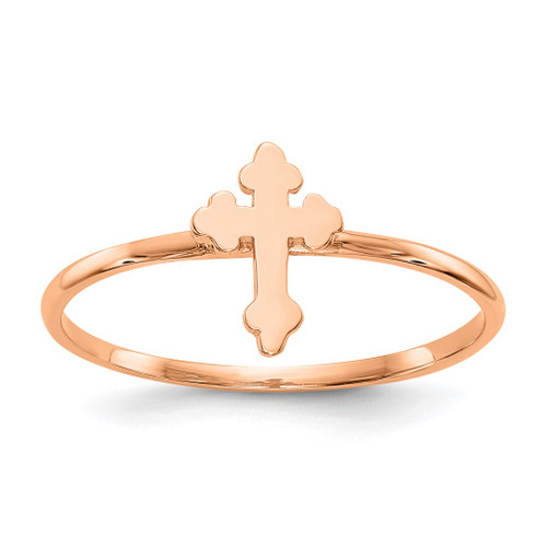 Lex & Lu 14k Rose Gold Polished Cross Ring - Lex & Lu