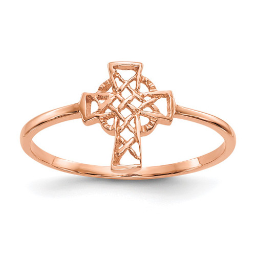 Lex & Lu 14k Rose Gold Polished Celtic Cross Ring - Lex & Lu