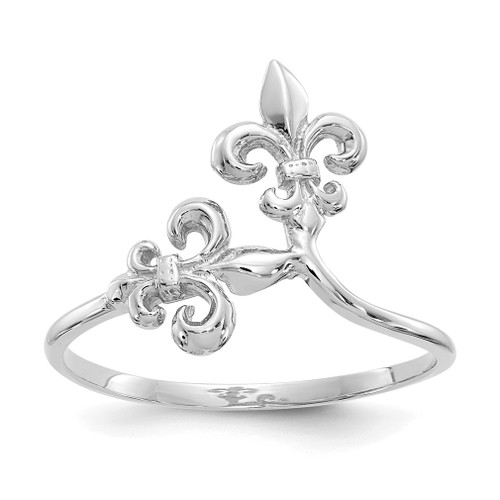 Lex & Lu 14k White Gold Polished Fleur De Lis Ring - Lex & Lu