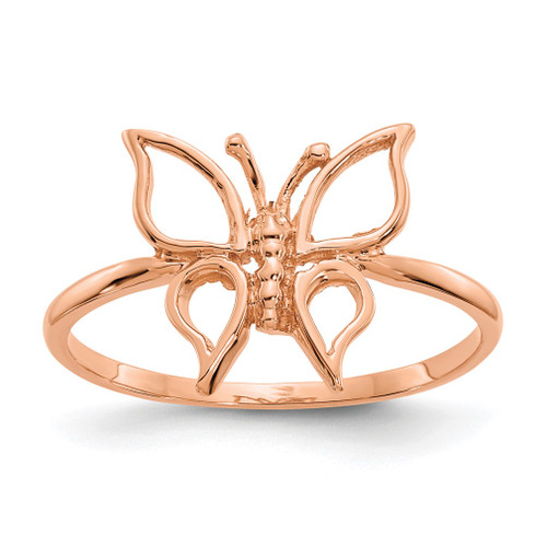 Lex & Lu 14k Rose Gold Polished Butterfly Ring - Lex & Lu