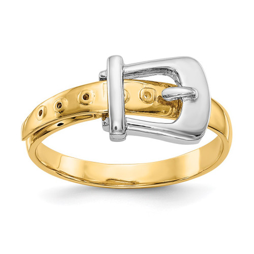 Lex & Lu 14k Two-tone Gold Polished Buckle Ring LAL97202 - Lex & Lu