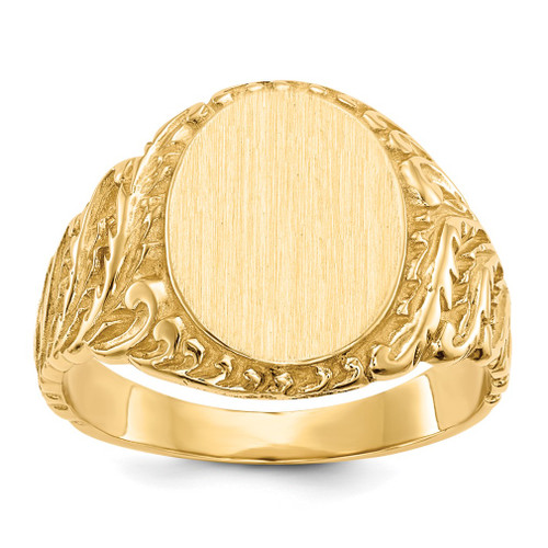 Lex & Lu 14k Yellow Gold Men's Signet Ring LAL97426 - Lex & Lu