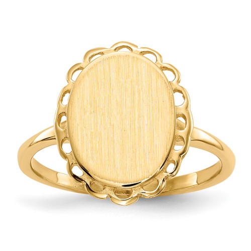 Lex & Lu 14k Yellow Gold Signet Ring LAL97454 - Lex & Lu