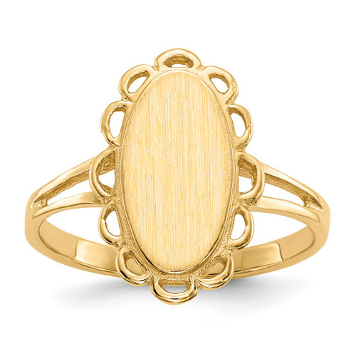 Lex & Lu 14k Yellow Gold Signet Ring LAL97461 - Lex & Lu