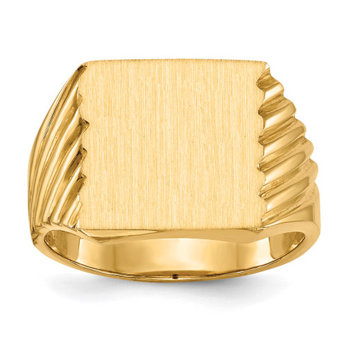 Lex & Lu 14k Yellow Gold Men's Signet Ring LAL97583 - Lex & Lu