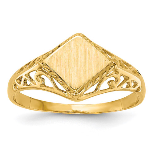 Lex & Lu 14k Yellow Gold Signet Ring LAL97649 - Lex & Lu