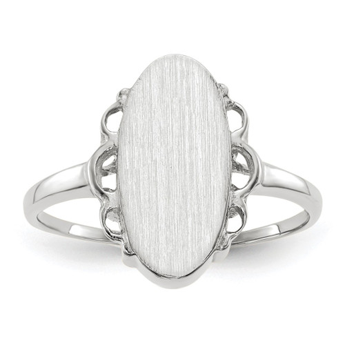 Lex & Lu 14k White Gold Signet Ring LAL97678 - Lex & Lu