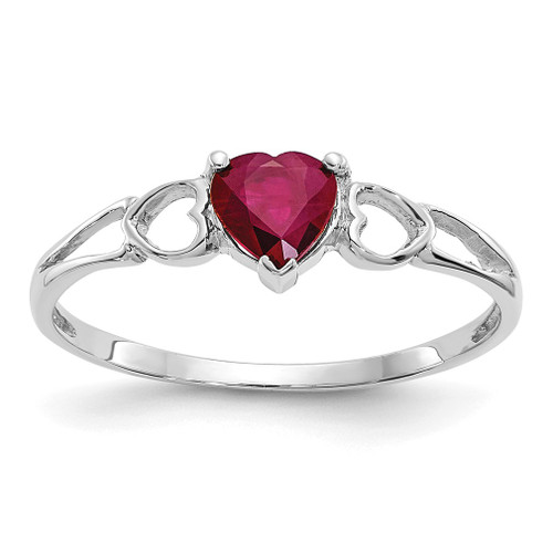 Lex & Lu 14k White Gold Ruby Birthstone Ring LAL97807 - Lex & Lu