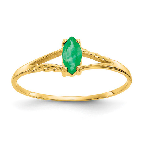 Lex & Lu 14k Yellow Gold Emerald Birthstone Ring LAL97817 - Lex & Lu