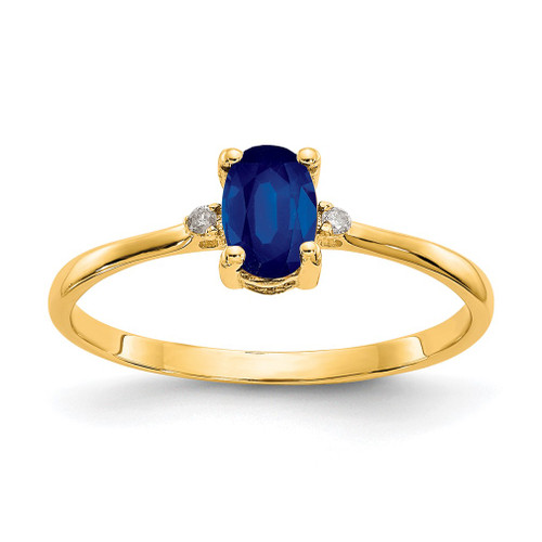 Lex & Lu 14k Yellow Gold Diamond & Sapphire Birthstone Ring - Lex & Lu