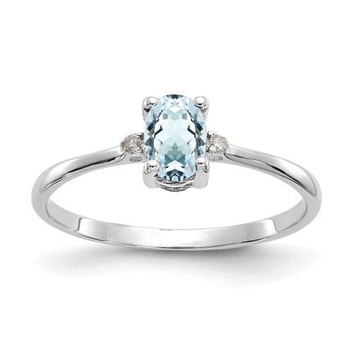 Lex & Lu 14k White Gold Diamond & Aquamarine Birthstone Ring - Lex & Lu