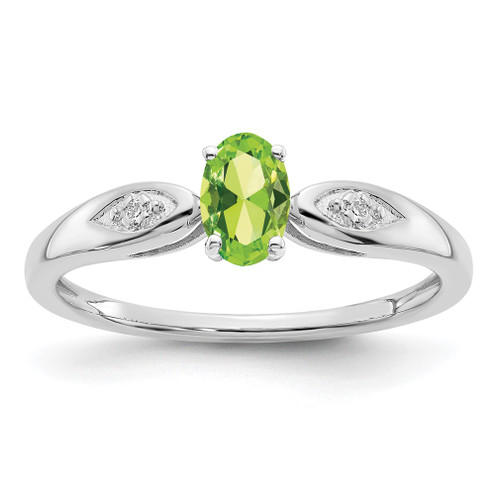 Lex & Lu 14k White Gold Peridot Diamond Ring LAL97915 - Lex & Lu