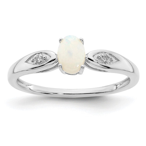 Lex & Lu 14k White Gold Opal Diamond Ring LAL97917 - Lex & Lu