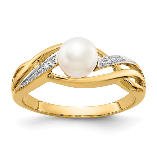Lex & Lu 14k Yellow Gold Diamond and FW Cultured Pearl Ring LALY11650AA - Lex & Lu