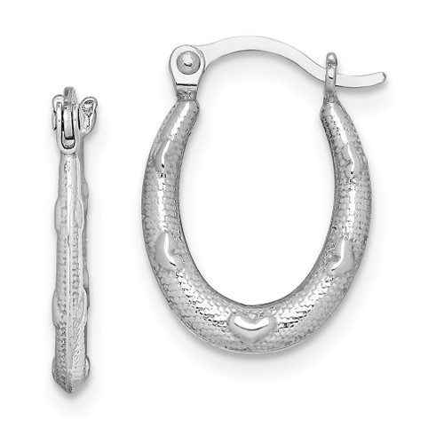 Lex & Lu Sterling Silver Heart Textured Hollow Hoop Earrings - Lex & Lu