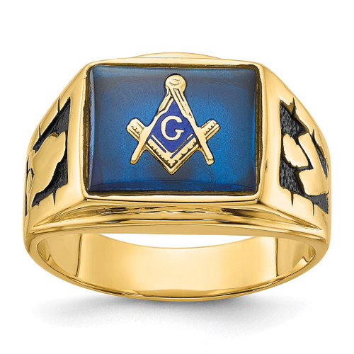 Lex & Lu 14k Yellow Gold Men's Masonic Ring LAL98925 - Lex & Lu