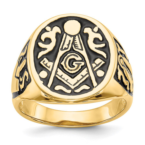 Lex & Lu 14k Yellow Gold Men's Masonic Ring LAL98932 - Lex & Lu