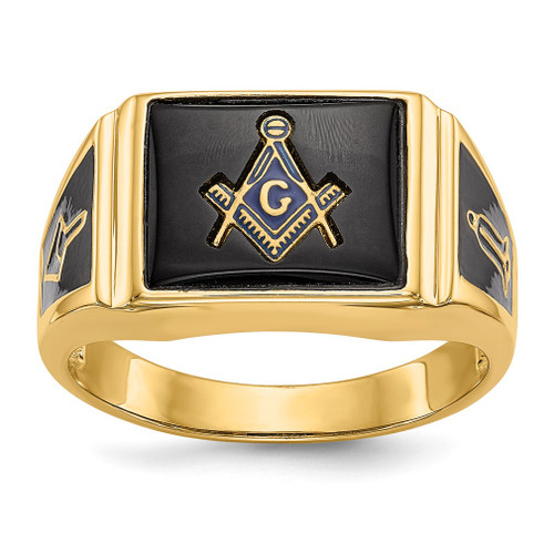 Lex & Lu 14k Yellow Gold Men's Masonic Ring LAL98961 - Lex & Lu