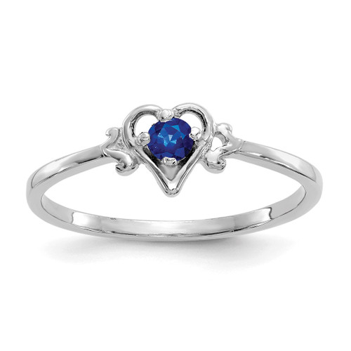 Lex & Lu 14k White Gold Sapphire Birthstone Heart Ring - Lex & Lu