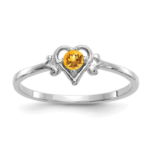 Lex & Lu 14k White Gold Citrine Birthstone Heart Ring - Lex & Lu