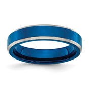 Lex & Lu Stainless Steel Polished Blue IP-plated 5.00mm Band Ring - Lex & Lu