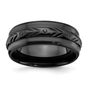 Lex & Lu Black Zirconium Polished 8mm Band Ring - Lex & Lu