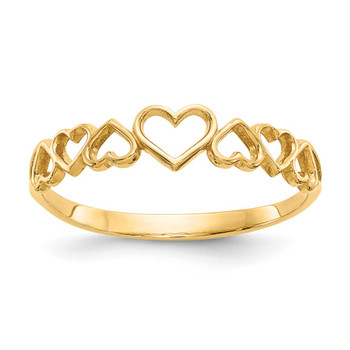 Lex & Lu 14k Yellow Gold Hearts Ring | Lex & Lu