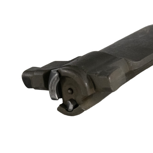 Winchester M1 Garand Bolt photographed from the front. Showcases the bolt face and firing pin. Shows condition and slight wear on the extractor.