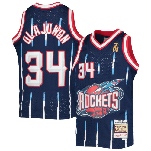 HickVibes Hakeem Olajuwon Houston Rockets Mitchell & Ness  1996-97 Hardwood Classics Swingman Jersey - Navy