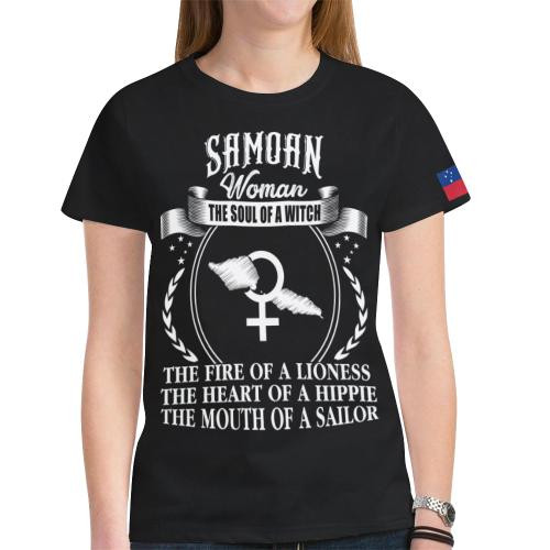 HickVibes Samo T shirt - Samoan Flag The Soul Of A Witch Woman