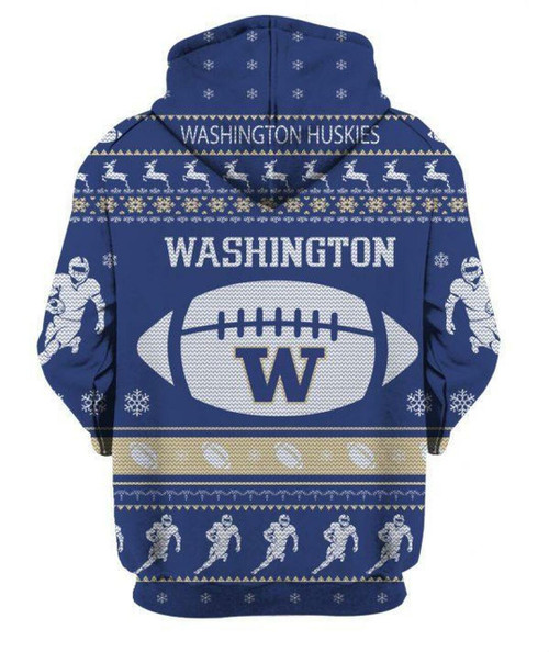 HickVibes Washington Huskies Ncaa Football Ugly Christmas All Over Print 3D Hoodie 3D Sweatshirt Clothing Hoodie21269