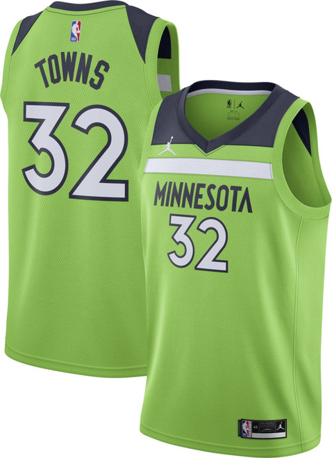 HickVibes Jordan Men'S Minnesota Timberwolves Karl-Anthony Towns #32 Green 2020-21 Dri-Fit Statement Swingman Jersey