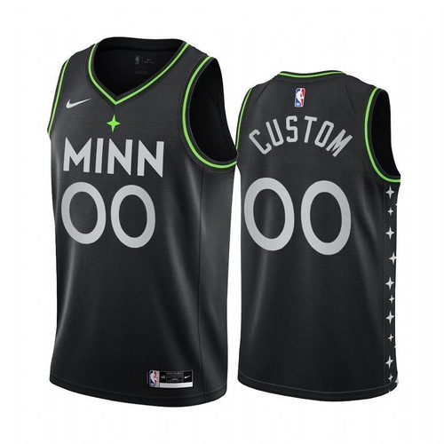 HickVibes Custom Minnesota Timberwolves 2020-21 Black City Edition Jersey New Uniform