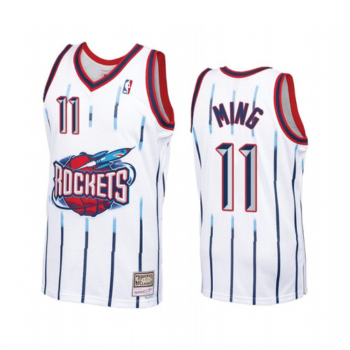 HickVibes Yao Ming #11 Houston Rockets Hardwood Classics Jersey White