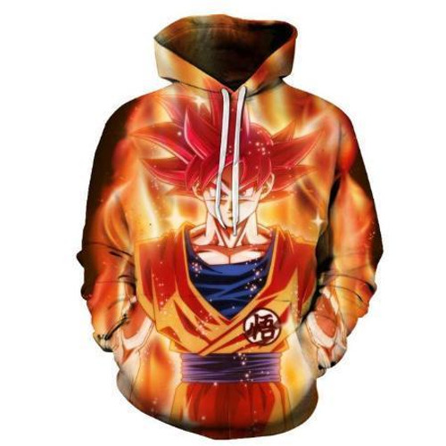 HickVibes Cool Custom Hoodie Dragon Ball Z Hoodie Featuring Super Saiyan God Goku In Aura Art#1977 Hoodies For Men And Women