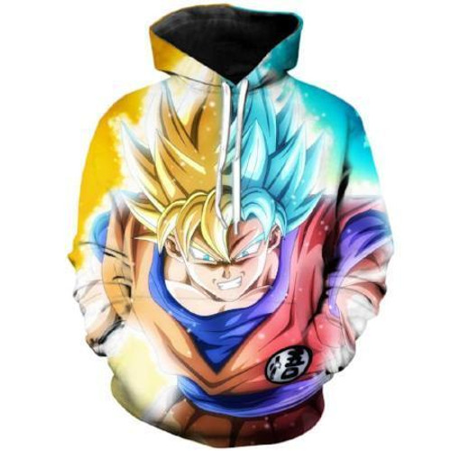 HickVibes Cool Custom Hoodie Dragon Ball Z Hoodie Featuring Goku Super Saiyan And Super Saiyan Blue Art#1944 Hoodies For Men And Women