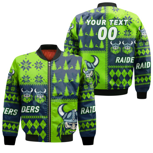 HickVibes (Custom Personalised) Canberra Raiders Rugby Christmas 2022 Style Bomber Jacket - LT12