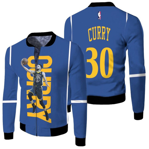 HickVibes Golden State Warriors Stephen Curry 30 NBA Great Player Basketball Blue Icon Edition 2019 3D Designed Allover Gift For Warriors Fans Fleece Bomber Jacket