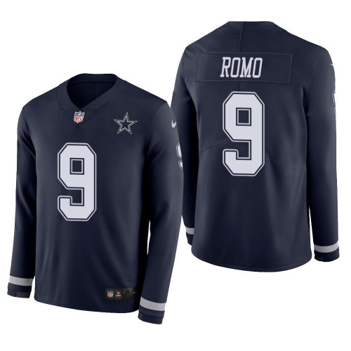 HickVibes Dallas Cowboys Tony Romo Therma Long Sleeve Mens Jersey Jersey Navy