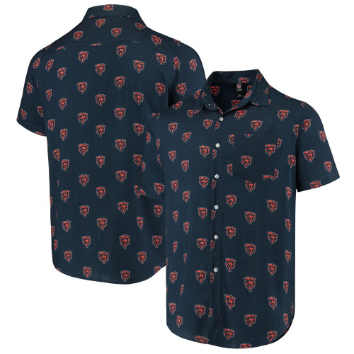 HickVibes Chicago Bears Mini Print Logo Woven Button-Up Shirt - Navy