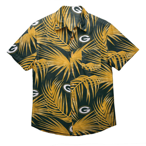 HickVibes Green Bay Packers Nfl Mens Hawaiian Aloha Button Up Shirt Hawaiian Shorts Beach Short Sleeve