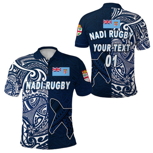HickVibes (Custom Personalised) Fiji Nadi Rugby Union Polo Shirt Tapa Vibes, Custom Text And Number LT8