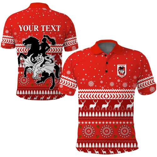 HickVibes (Custom Personalised) Dragons Polo Shirt Christmas St. George Illawarra LT13