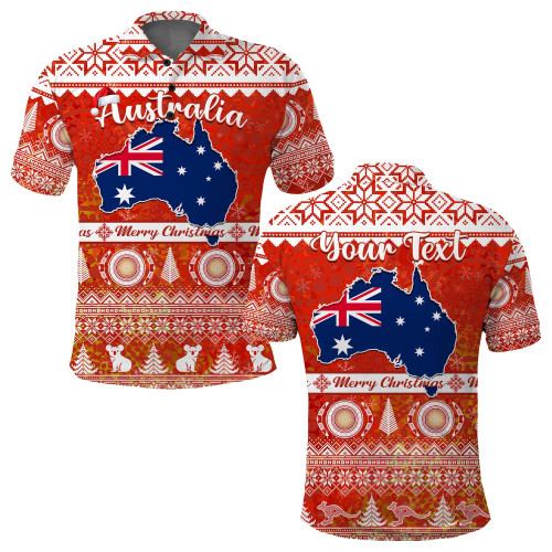 HickVibes (Custom Personalised) Australia Polo Shirt Australian Map Aboriginal Painting Merry Christmas LT14